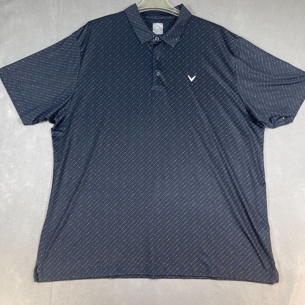 Callaway Polo Golf Shirt Mens XXL Opti-Dri Black All Over Print